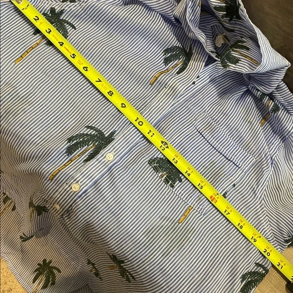 Violet Sky Overshirt Coverup Tunic Size S Blue White Stripes Tropical Vacation - Picture 9 of 13